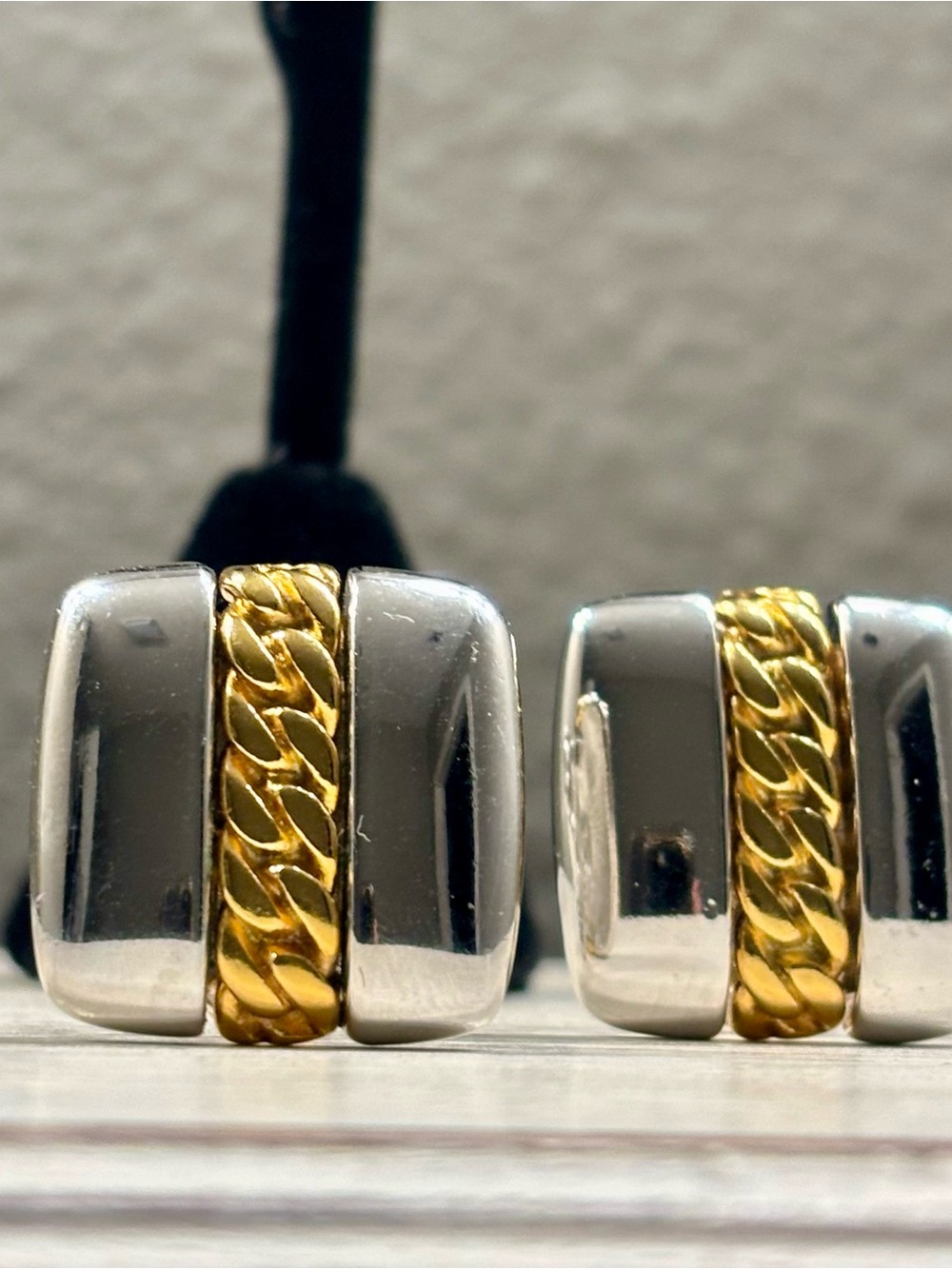 Vintage Monet Two Tone Gold & Silver Clip On Earrings Signed